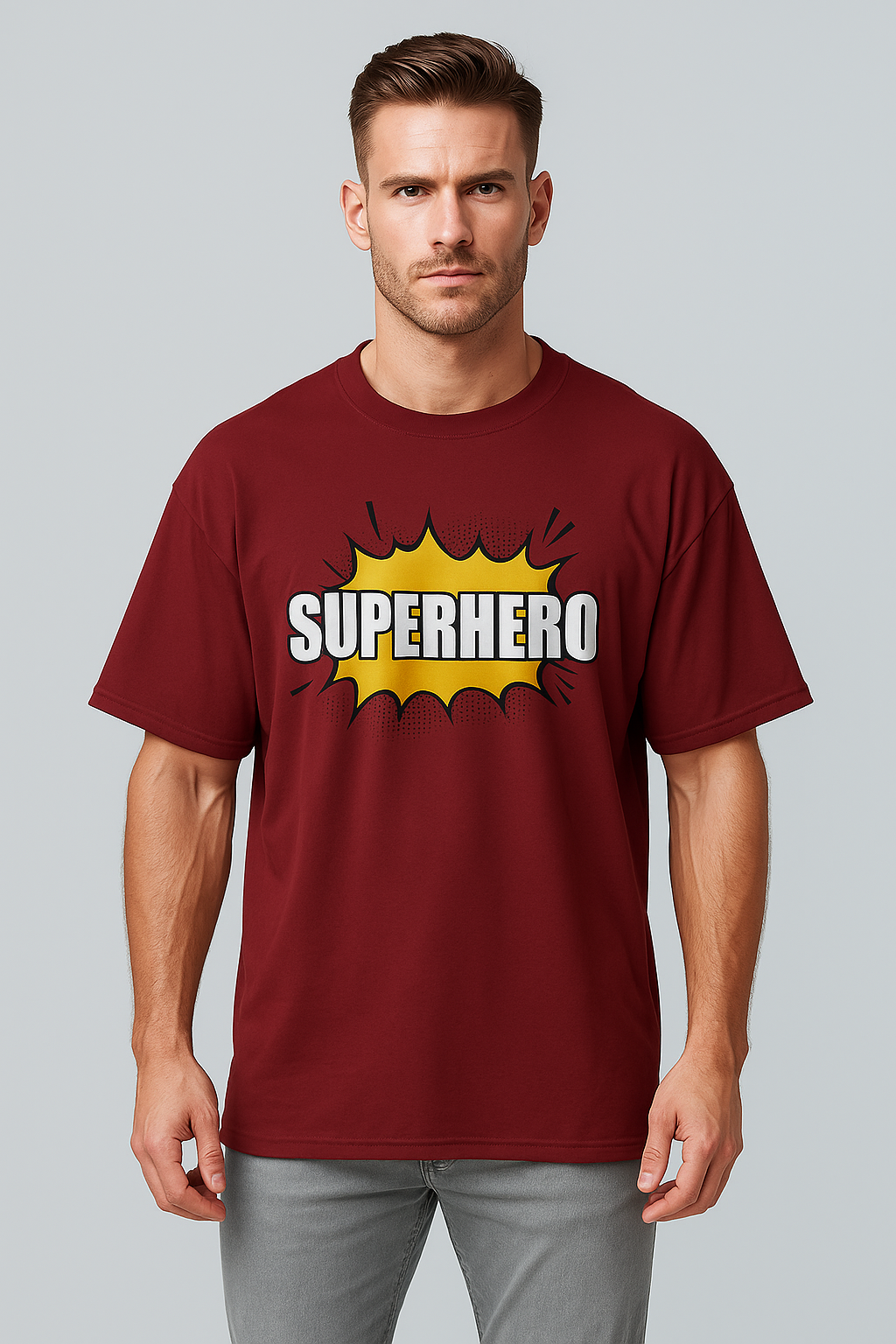 Oversized | Maroon Unisex T-shirt | #OD 53