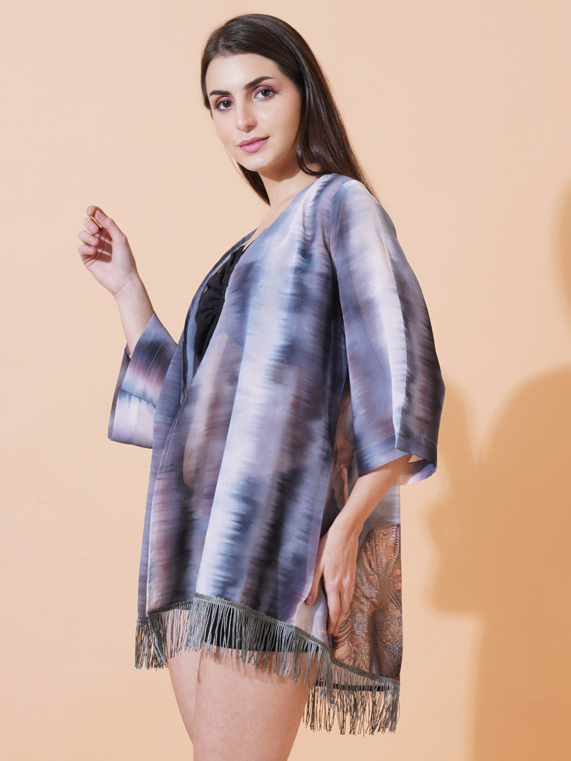 Ai Printed Georgette Fabric Half Sleeve Shrug