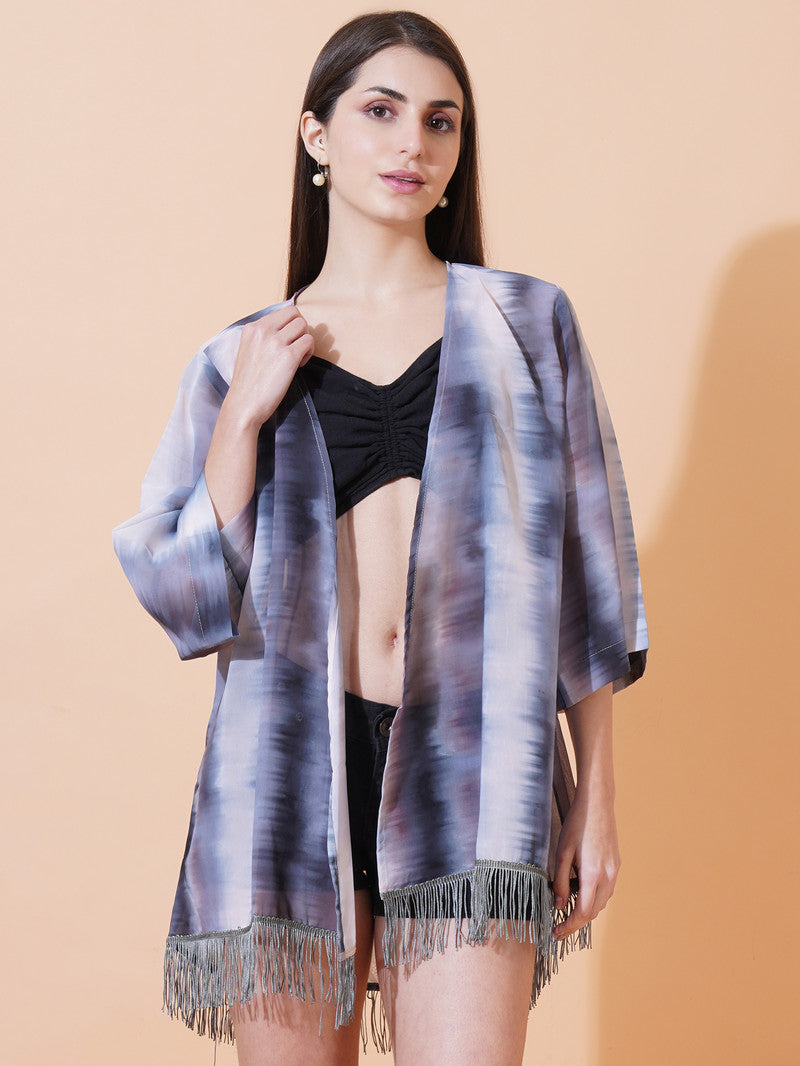 Ai Printed Georgette Fabric Half Sleeve Shrug