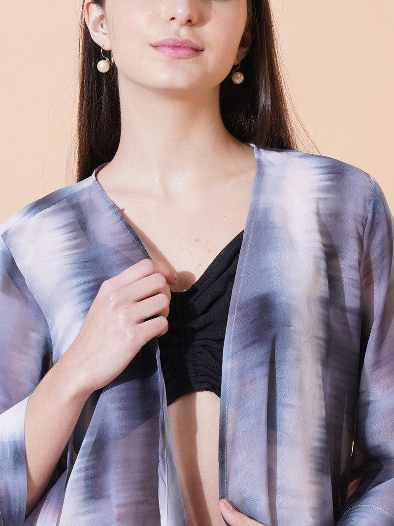 Ai Printed Georgette Fabric Half Sleeve Shrug