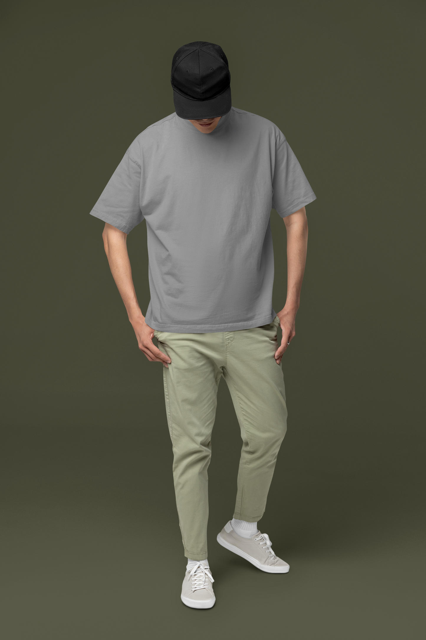Oversized Gray Plain Men Tshirt-OP4