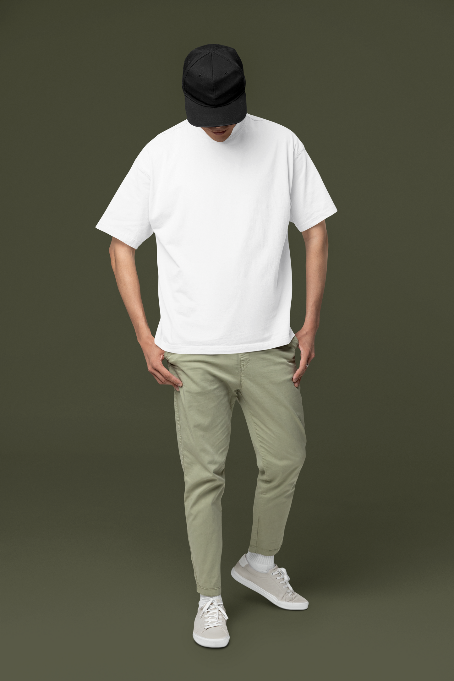 Oversized White Plain Men t-shirt-OP1