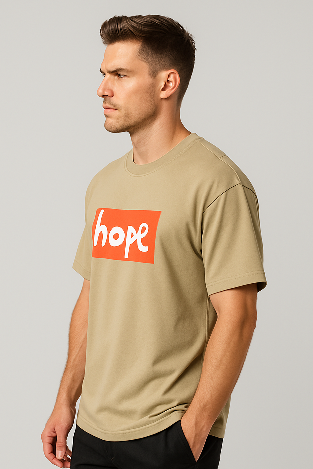 Oversized | Beige Unisex T-shirt | #OD18
