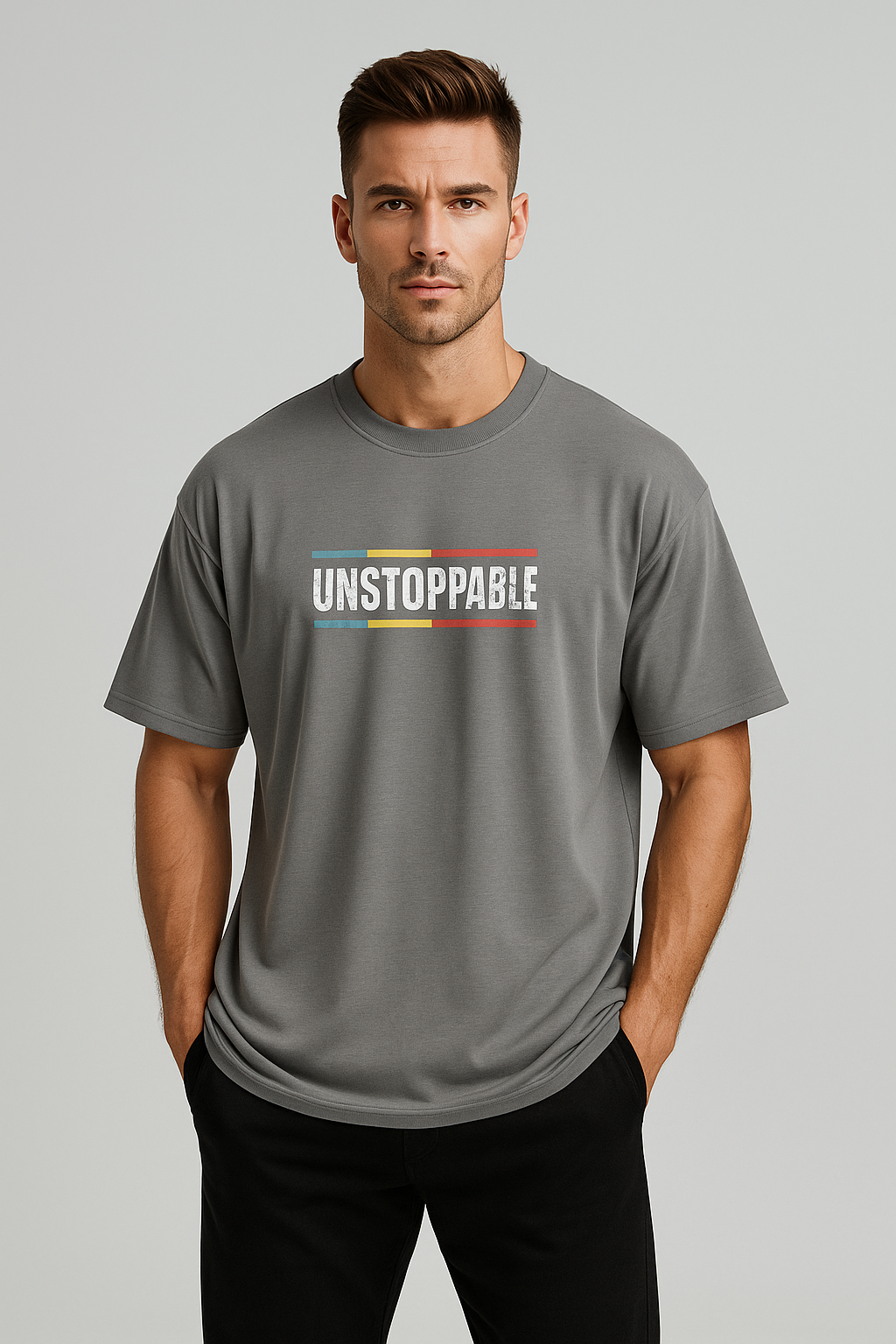 Oversized | Grey Unisex T-shirt | #0D24