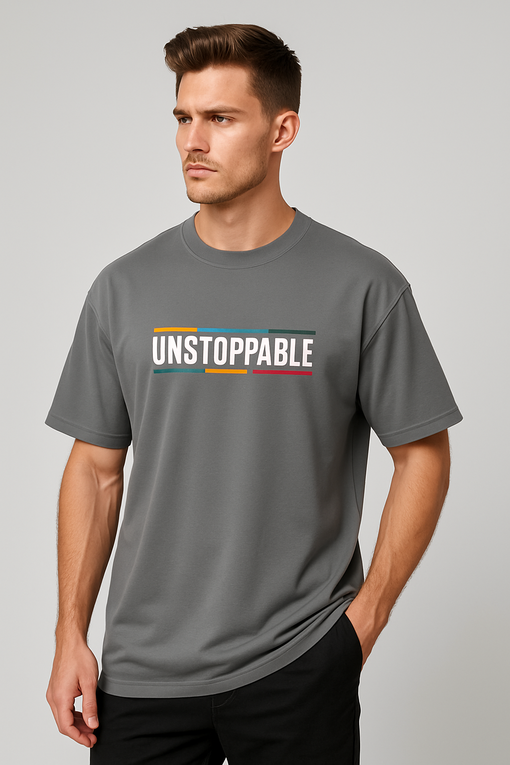 Oversized | Grey Unisex T-shirt | #0D24