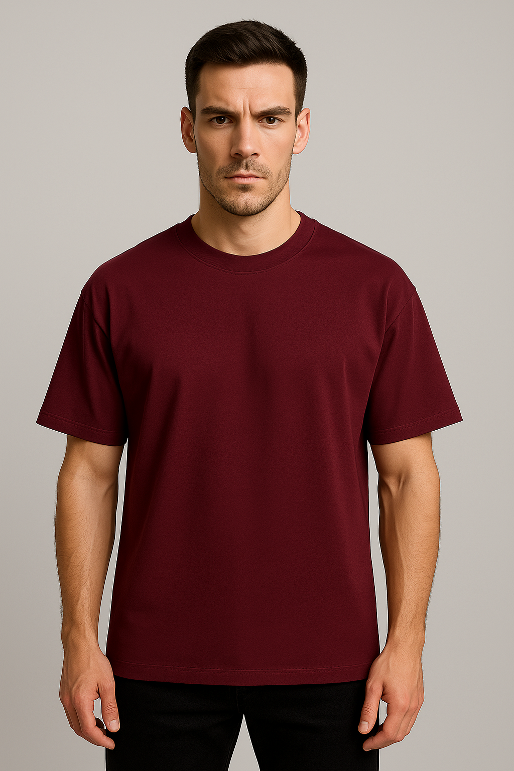 Oversized | Maroon Unisex T-shirt | #OP07