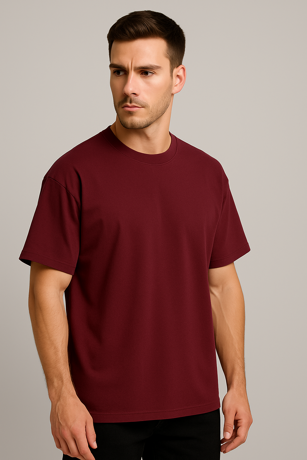 Oversized | Maroon Unisex T-shirt | #OP07