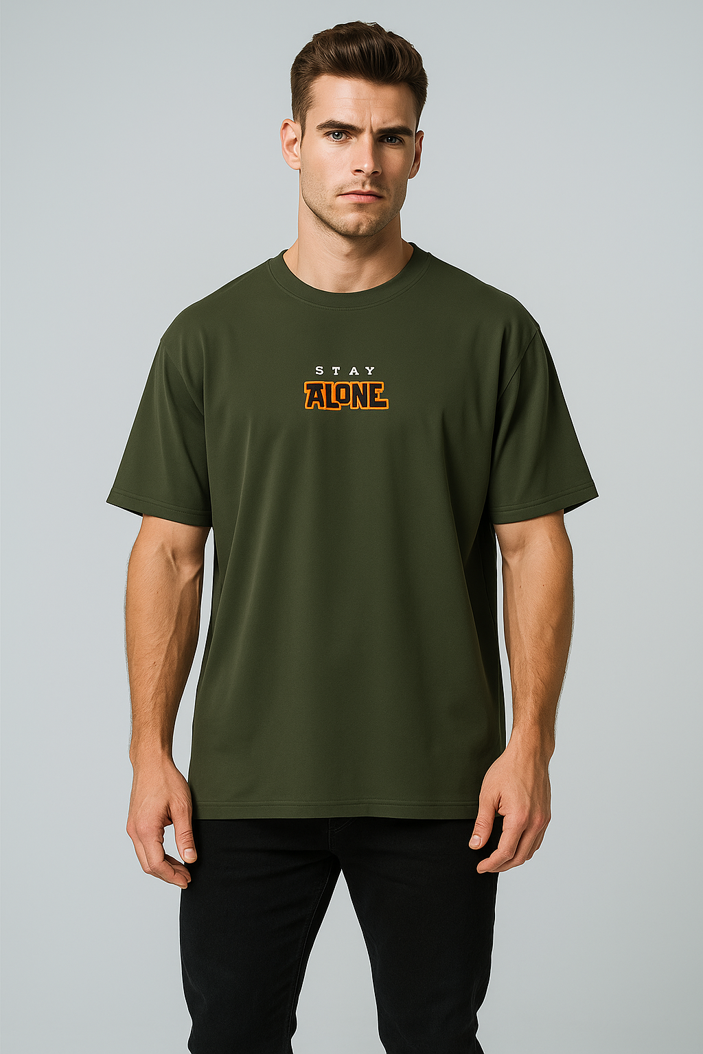 Oversized | Olive Green Unisex T-shirt | #OD14