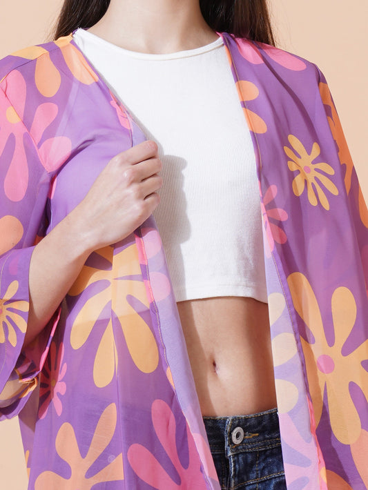 Ai Printed Georgette Fabric Half Sleeve Shrug