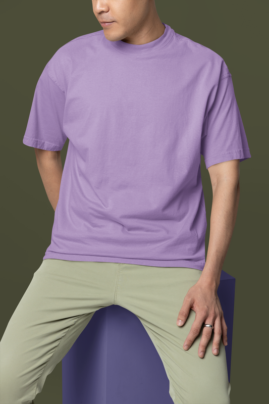 Oversized Lavender Plain Men t-shirt-OP3