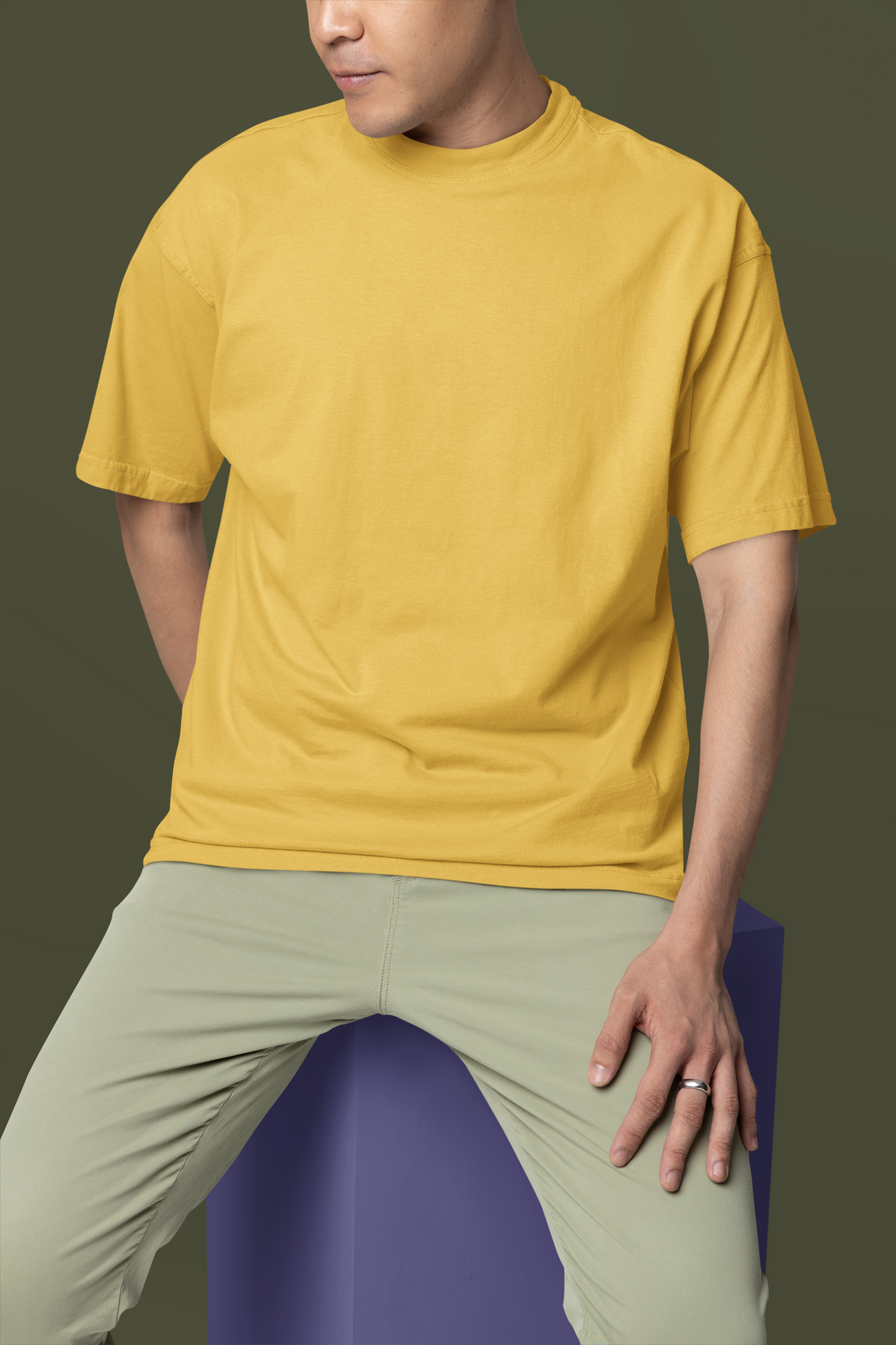 Oversized Yellow Plain Men t-shirt-OP2