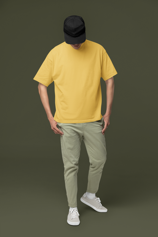 Oversized Yellow Plain Men t-shirt-OP2